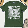 Bigfoot Respect The Locals Shirt, Vintage Waterfall Hiking Graphic Tee for Camper And Adventurers 2