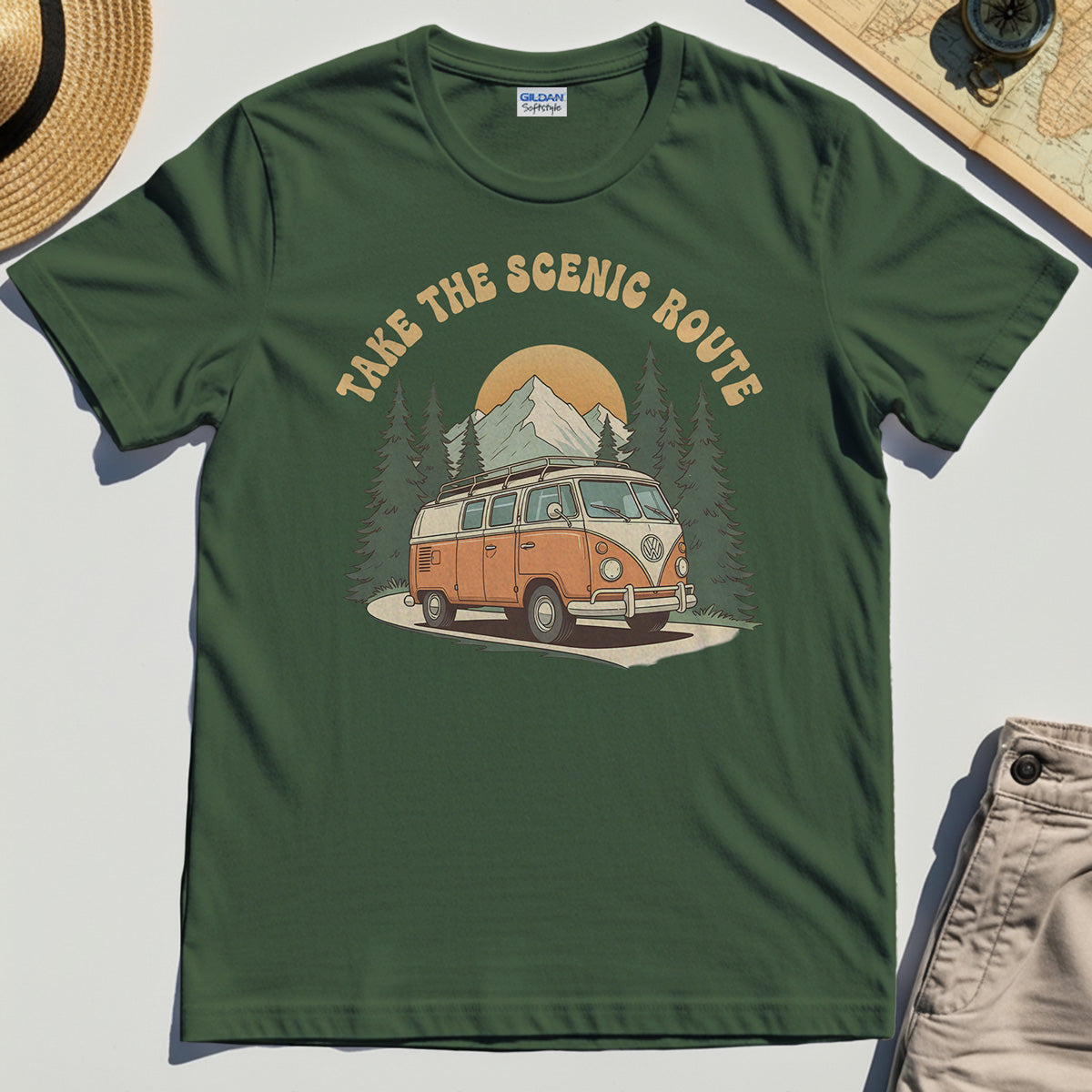 Take The Scenic Route T-Shirt, Vintage Road Trip Tee For Travelers And Adventure Lovers 3