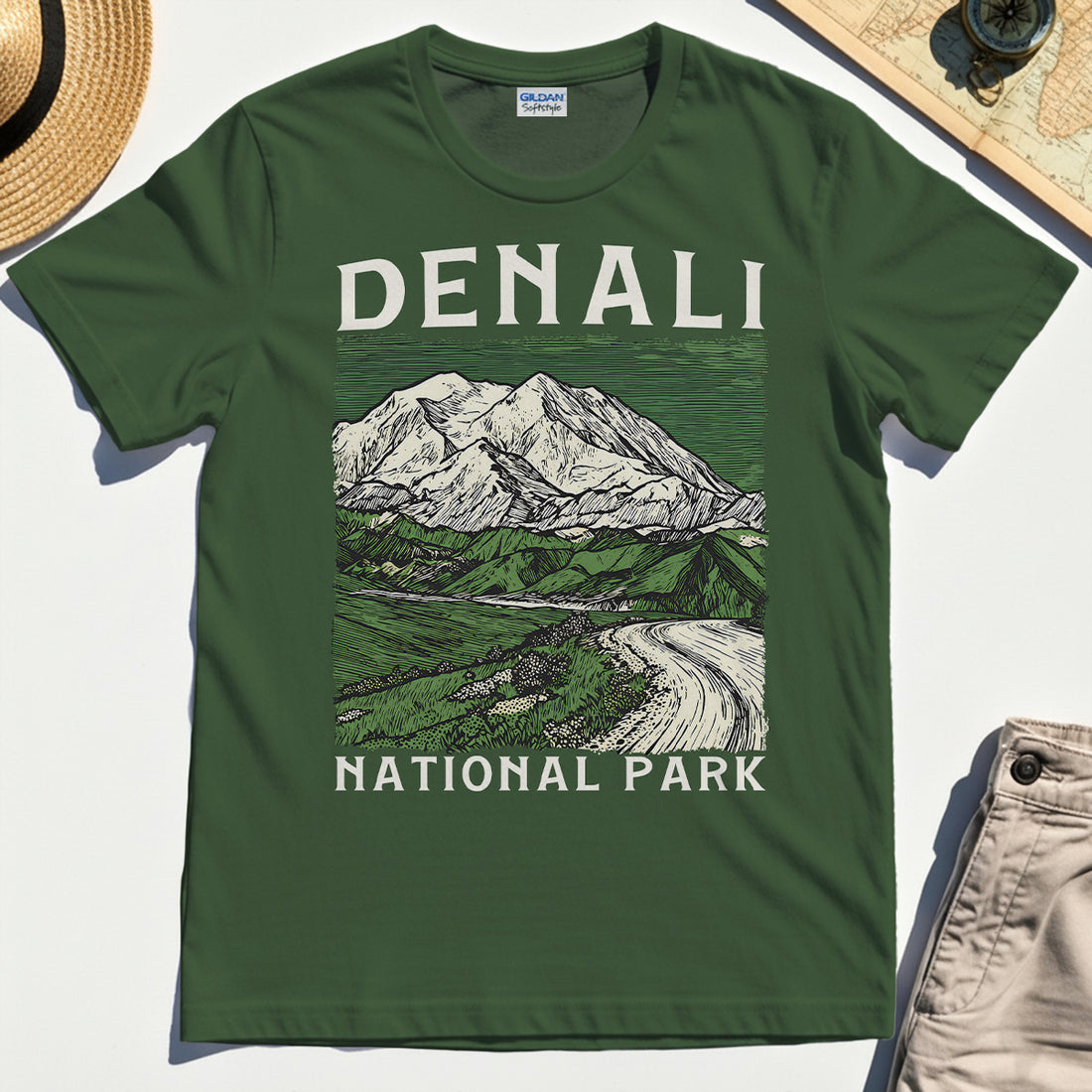 Denali National Park Shirt, National Park Mountain Landscape T-Shirt 1