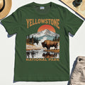 Yellowstone National Park T-Shirt, Vintage Bison Sunset Mountain Shirt For Campers 3