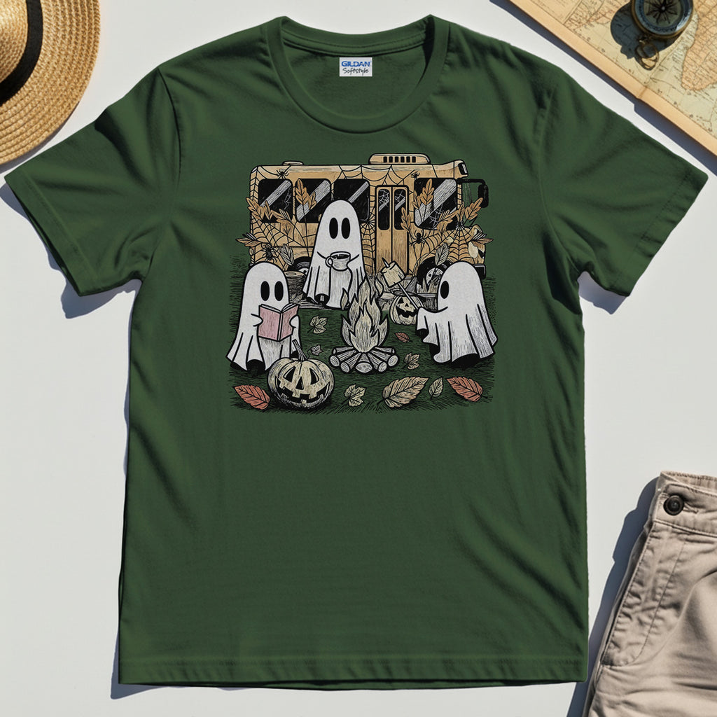 Cute Ghost Campfire Halloween Shirt 2