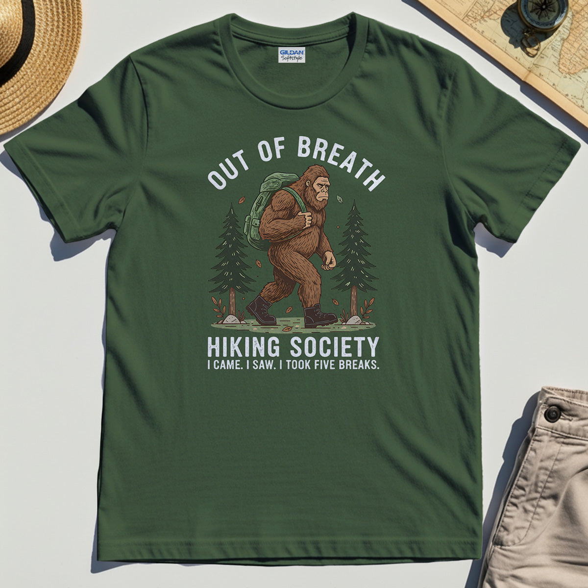 Out of Breath Hiking Society T-Shirt, Funny Sasquatch Outdoor Camping Tee 2