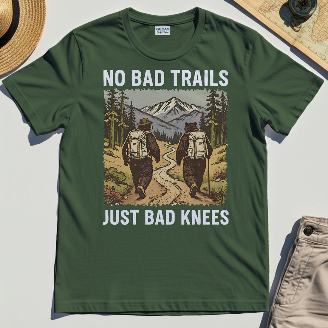 No Bad Trails Just Bad Knees Hiking T-Shirts 1