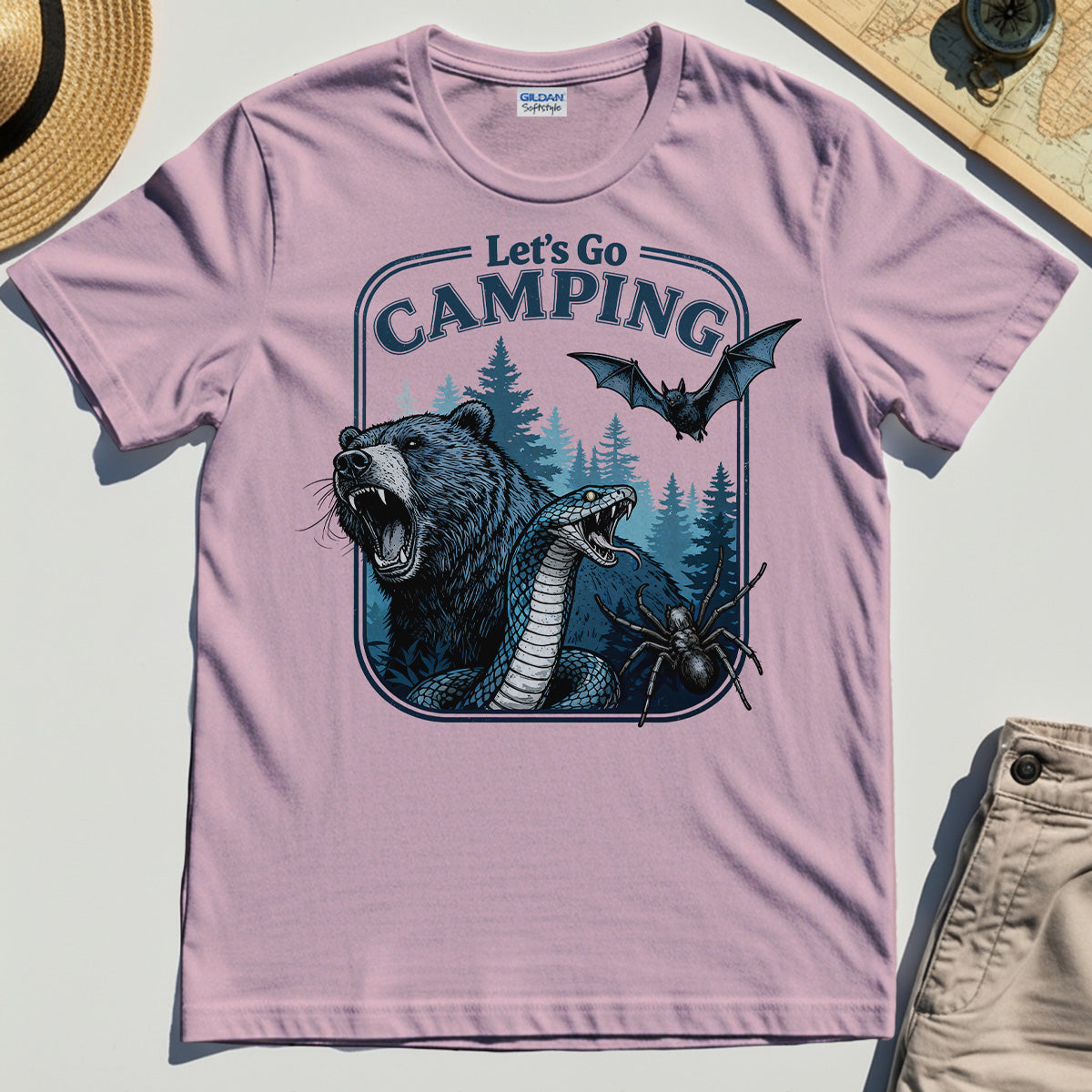 Let’s Go Camping T-Shirt, Funny Outdoor Adventure Shirt for Hikers and Campers 2