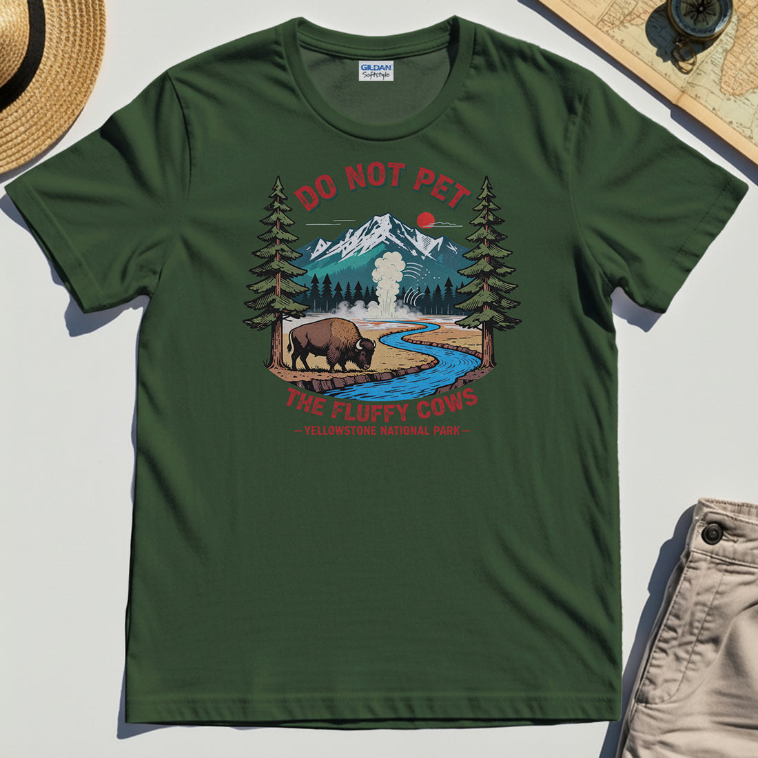 Yellowstone National Park Shirt, Do Not Pet The Fluffy Cows Funny Bison Graphic Tee 1