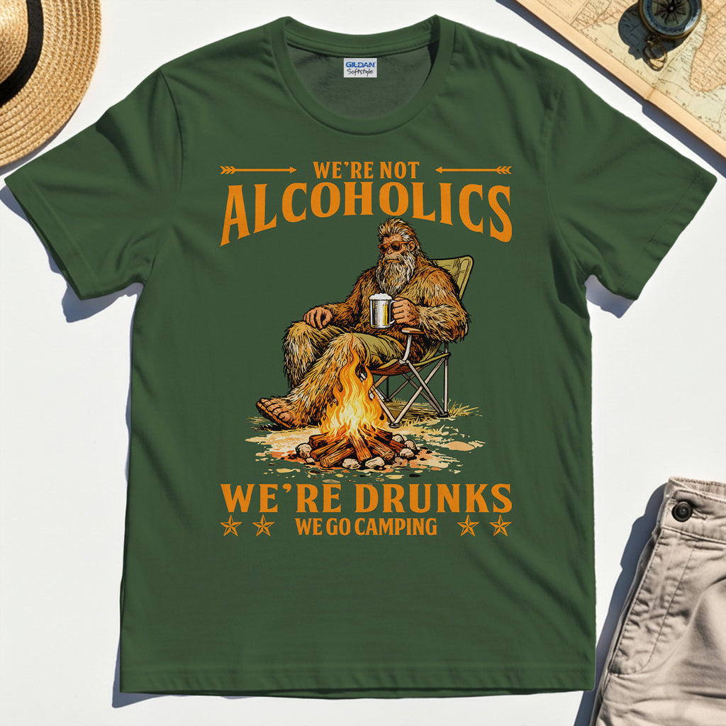 We’re Not Alcoholics We’re Drunks We Go Camping T-Shirt, Funny Camping Beer Shirt 2