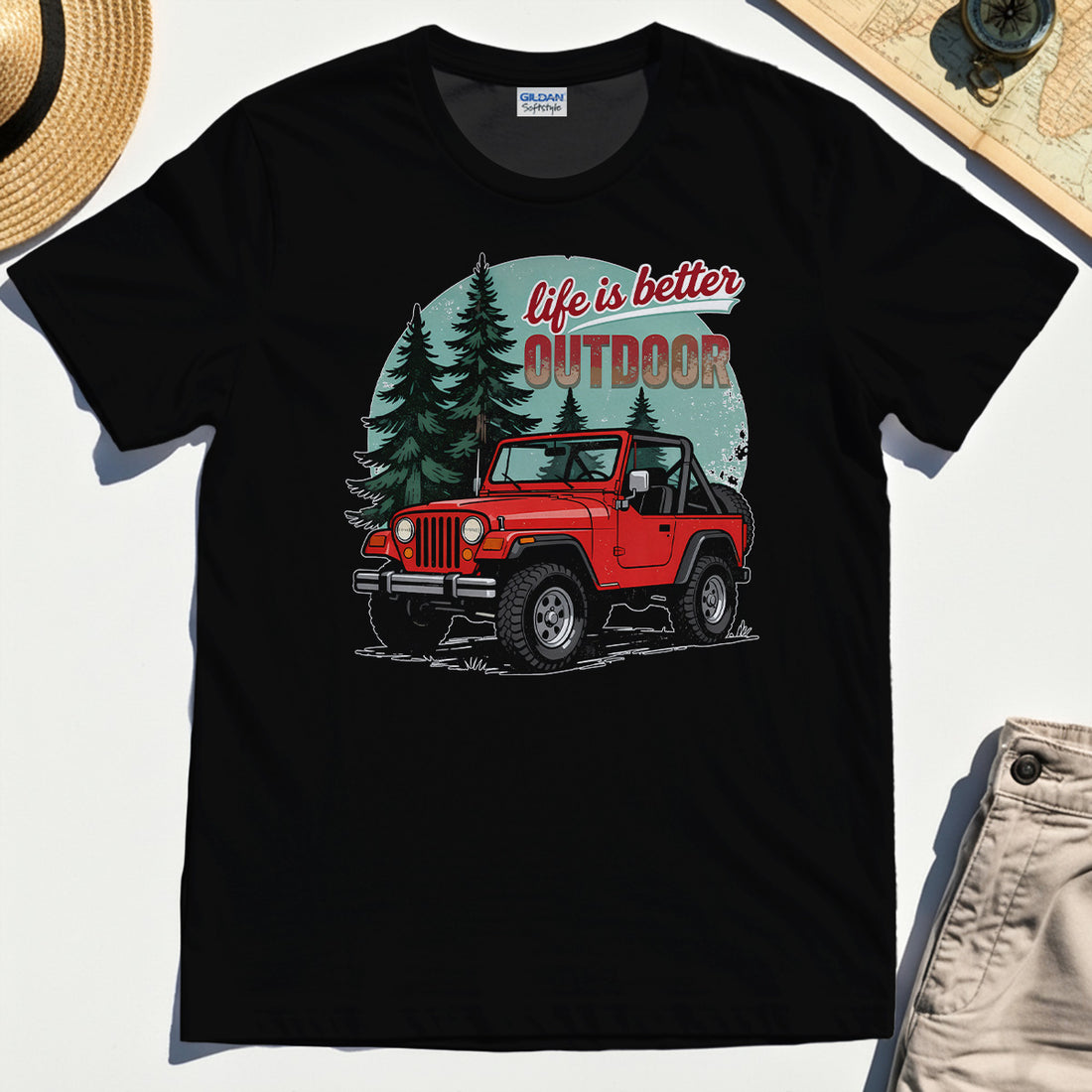 "Life Is Better Outdoor" T-Shirt, Adventure Off-Road Camping Outdoor Tee 1