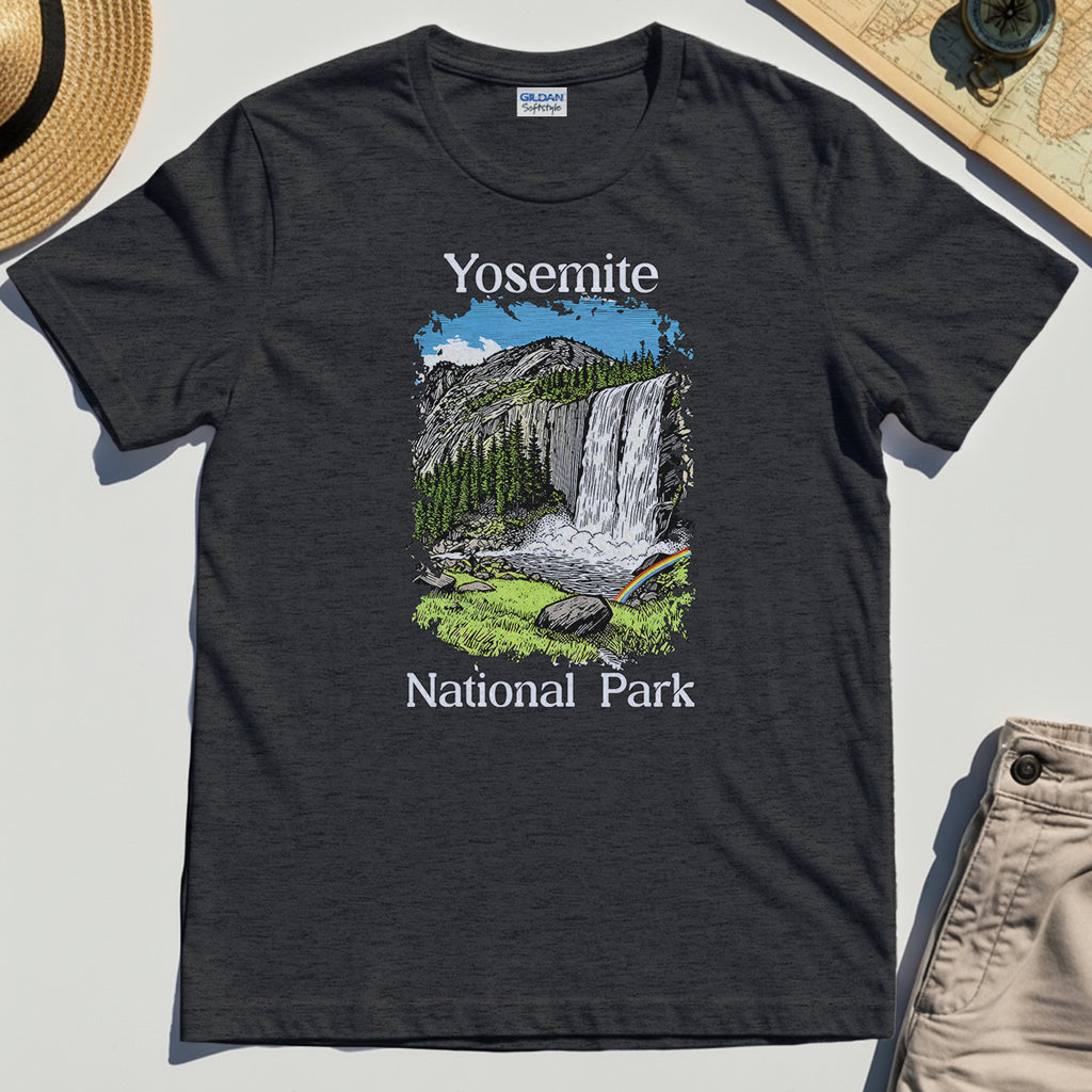 Yosemite Waterfall Vintage Tee, Scenic National Park Graphic Shirt, Hiking Gift 4