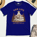 Just Roll With It T-Shirt, Retro Camper Van Adventure Shirt For Camping Lovers 6