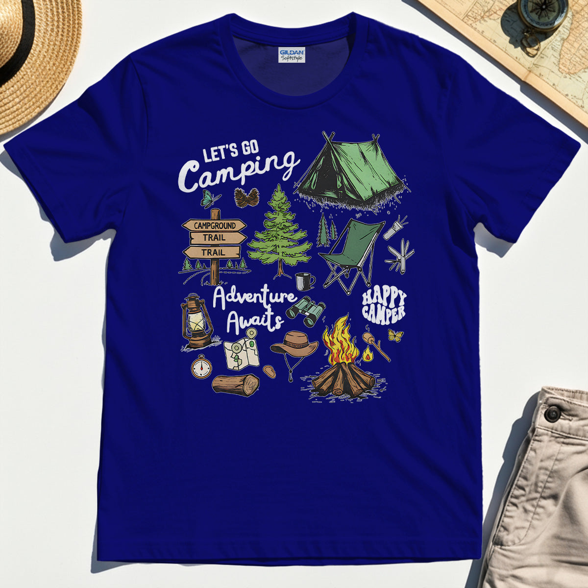 Let’s Go Camping Adventure T-Shirt, Funny Happy Camper T-Shirt For Outdoor Enthusiasts And Travelers 6