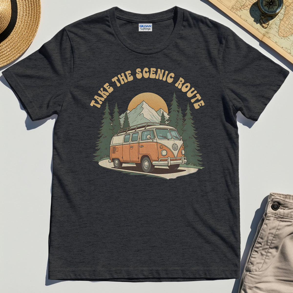 Take The Scenic Route T-Shirt, Vintage Road Trip Tee For Travelers And Adventure Lovers 4