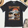 Yellowstone National Park T-Shirt, Vintage Bison Sunset Mountain Shirt For Campers 4