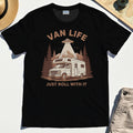 Just Roll With It T-Shirt, Retro Camper Van Adventure Shirt For Camping Lovers 1