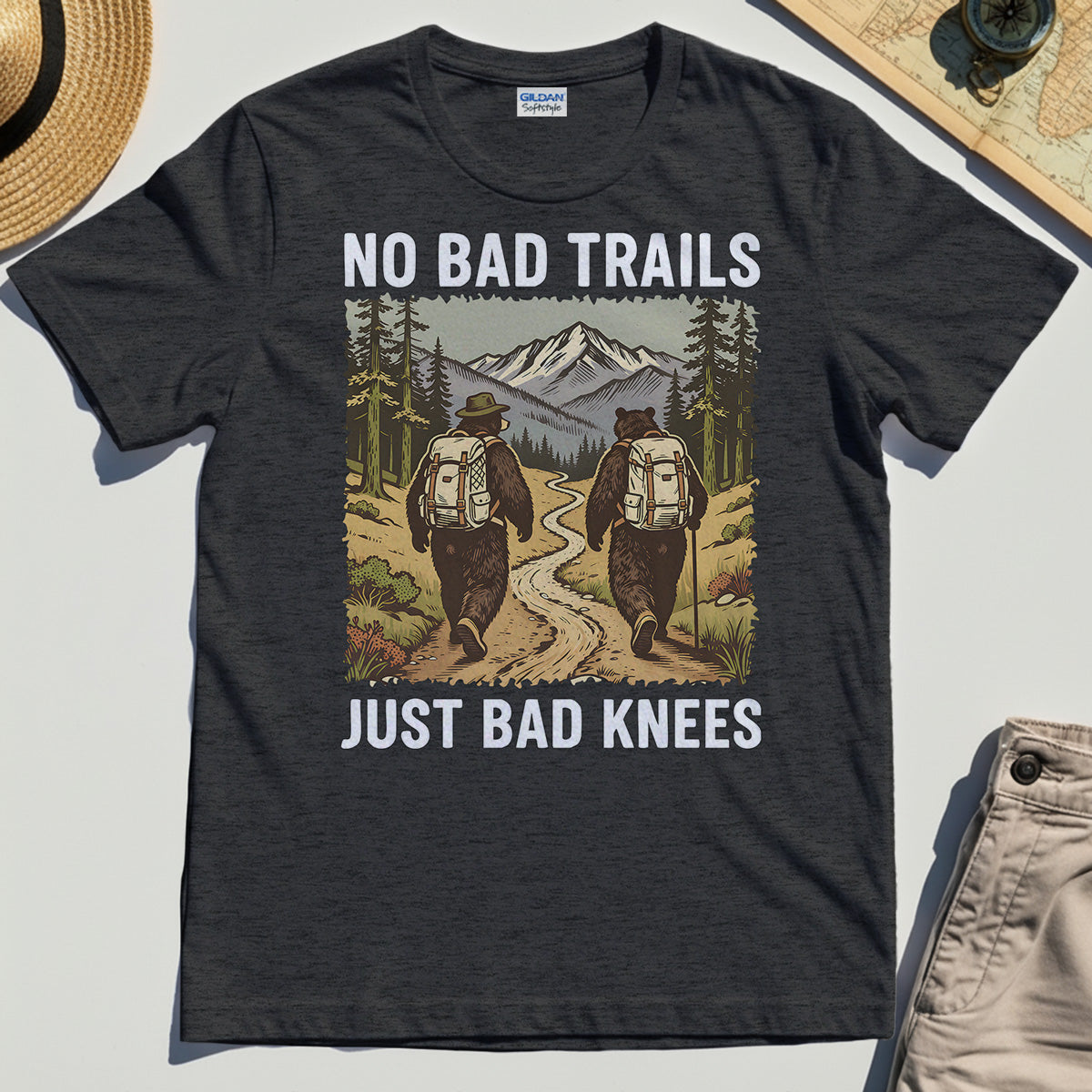No Bad Trails Just Bad Knees Hiking T-Shirts 3