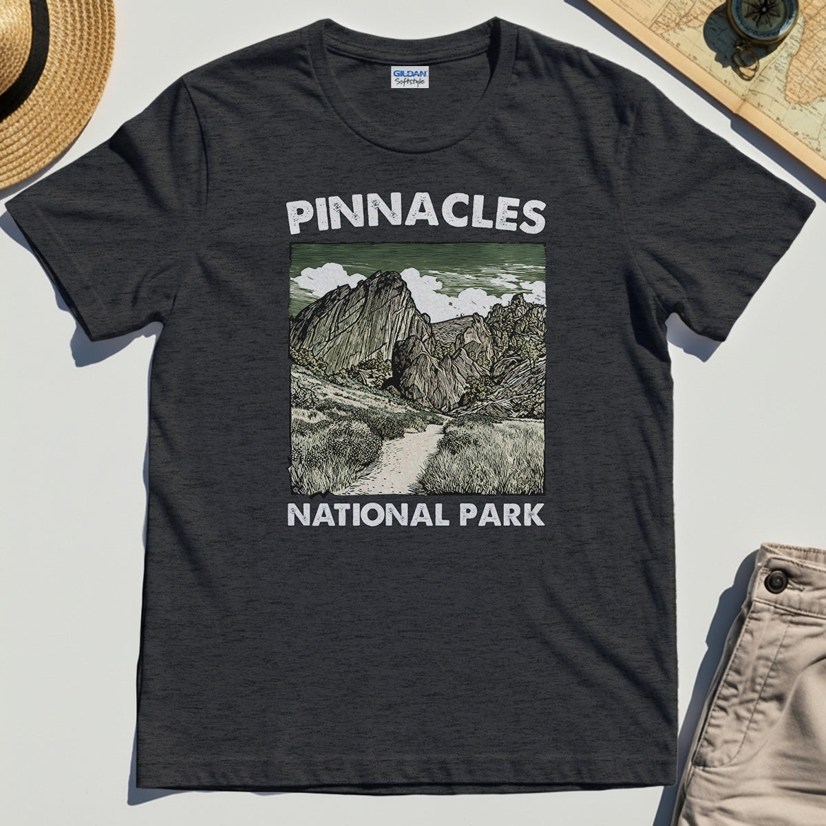 Pinnacles National Park T-Shirt, Vintage Nature Camping Adventure Tee 3