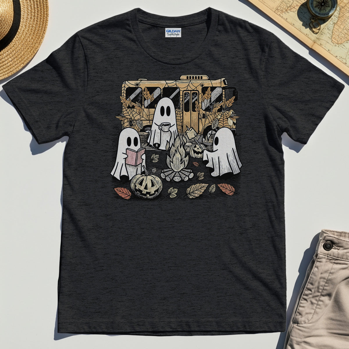 Cute Ghost Campfire Halloween Shirt 3
