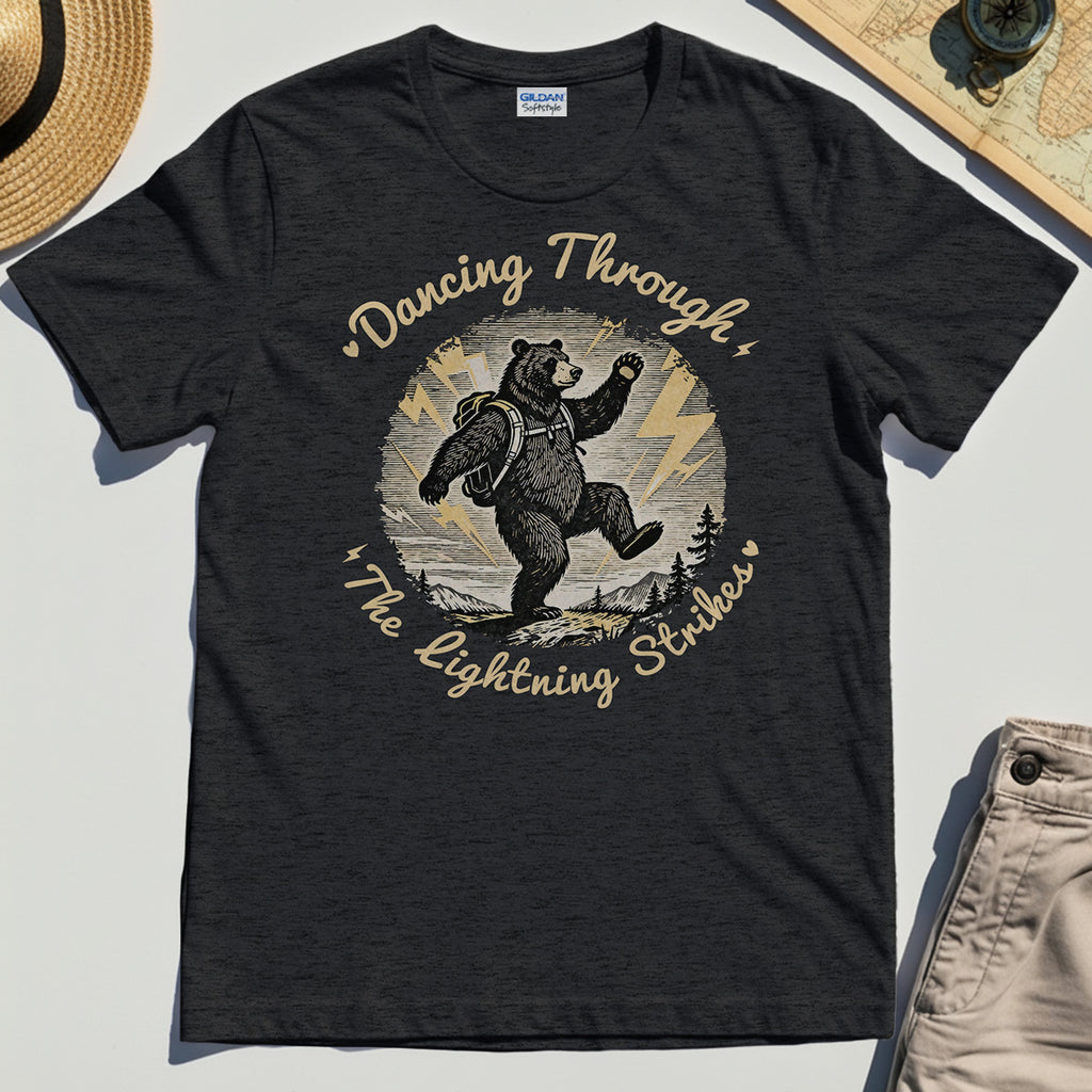 Dancing Through The Lightning Strikes Camping Bears T-Shirt 3