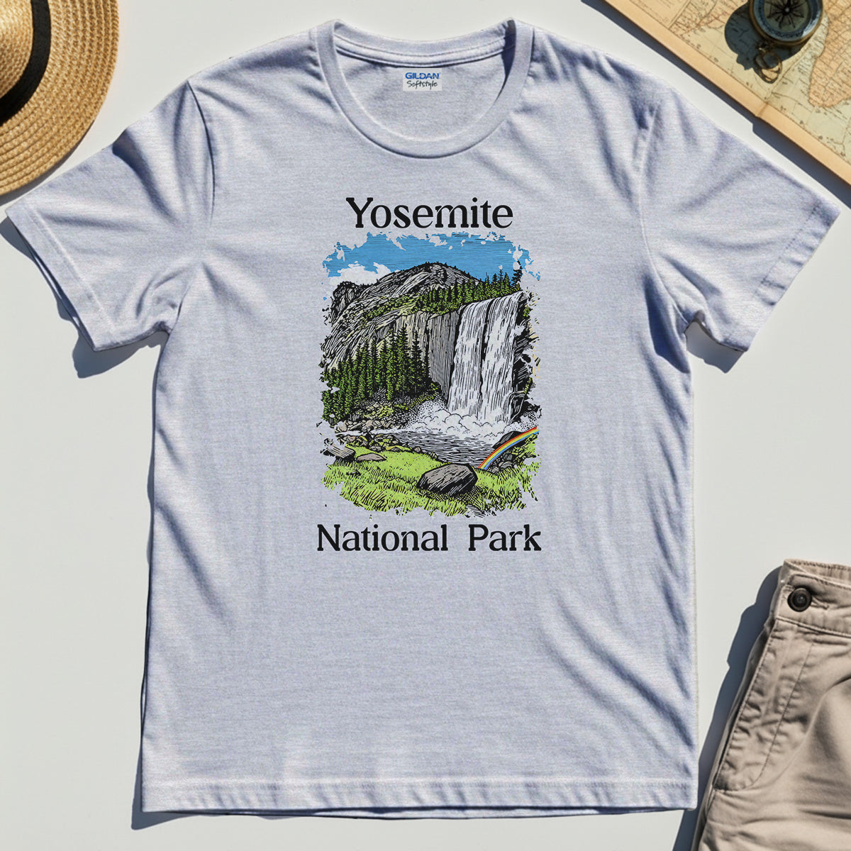 Yosemite Waterfall Vintage Tee, Scenic National Park Graphic Shirt, Hiking Gift 5