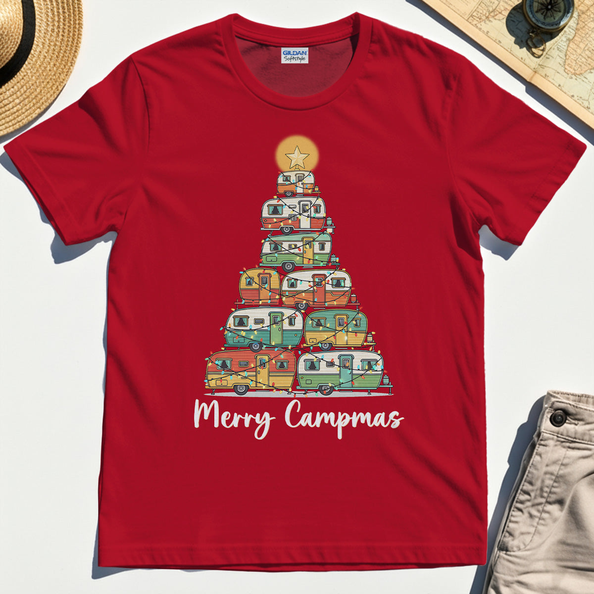 Retro Camper Van Christmas Shirt, Funny Holiday Camping T-Shirt For Men And Women 7