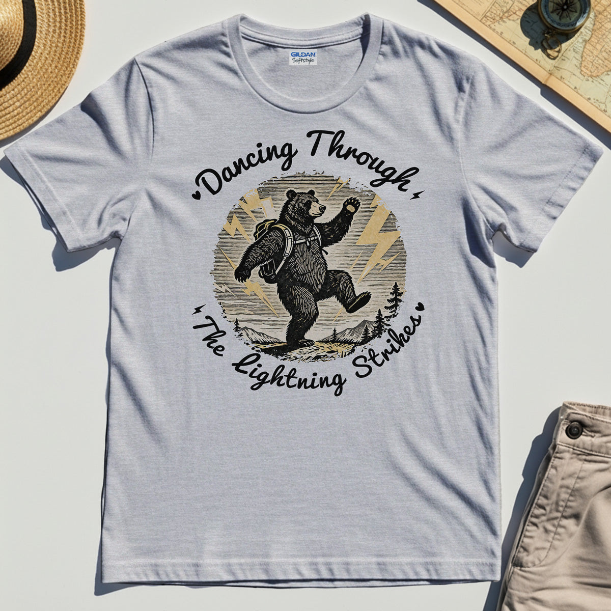 Dancing Through The Lightning Strikes Camping Bears T-Shirt 4