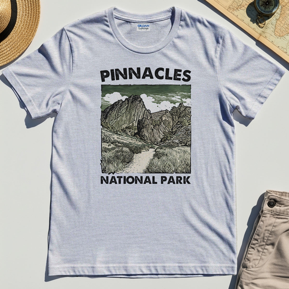 Pinnacles National Park T-Shirt, Vintage Nature Camping Adventure Tee 4