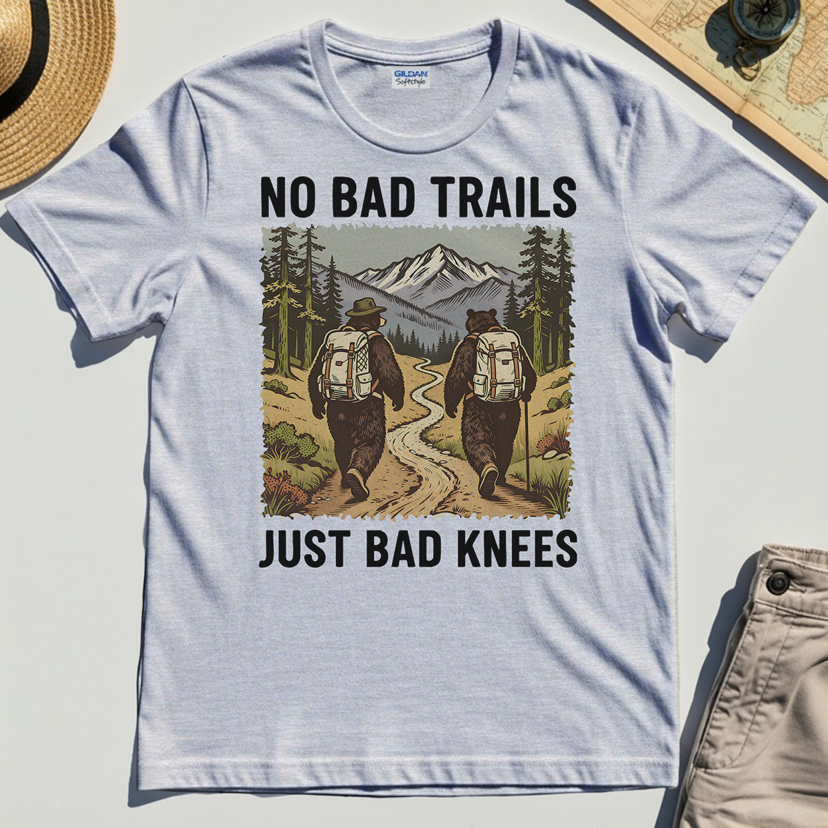 No Bad Trails Just Bad Knees Hiking T-Shirts 4