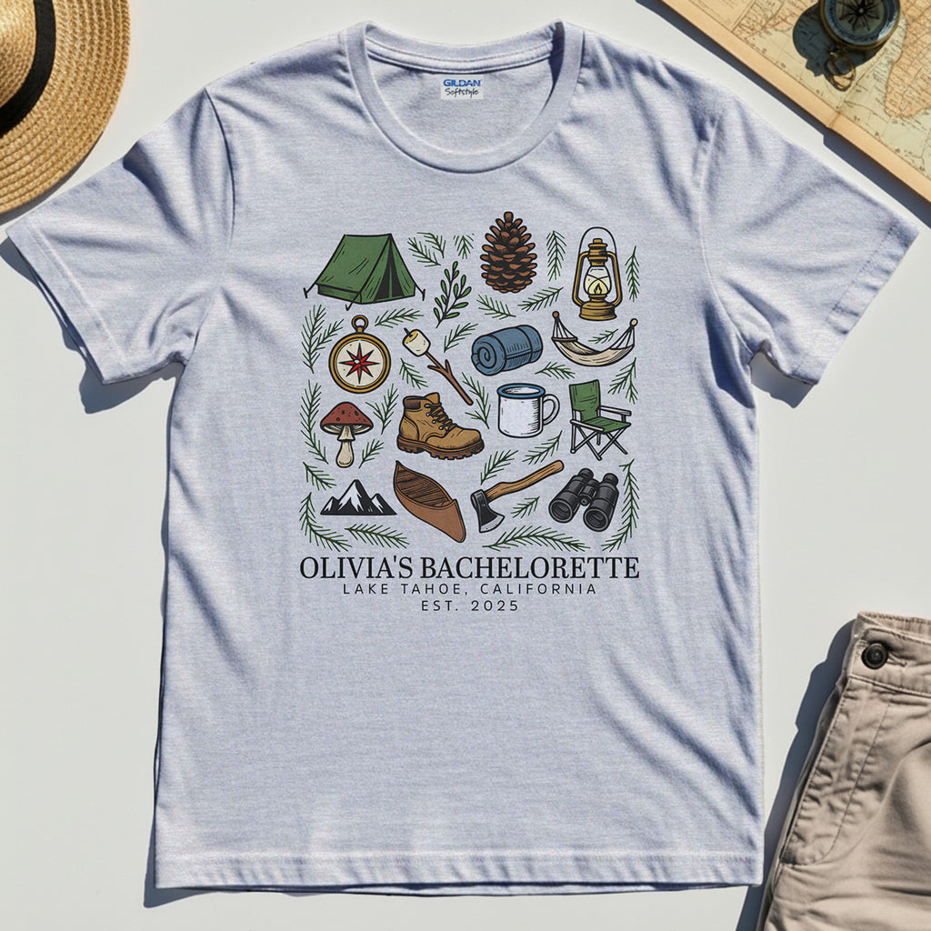 Bachelorette Camping Trip T-Shirt, Bride Tribe Camping Trip Shirt For Lake Tahoe 5