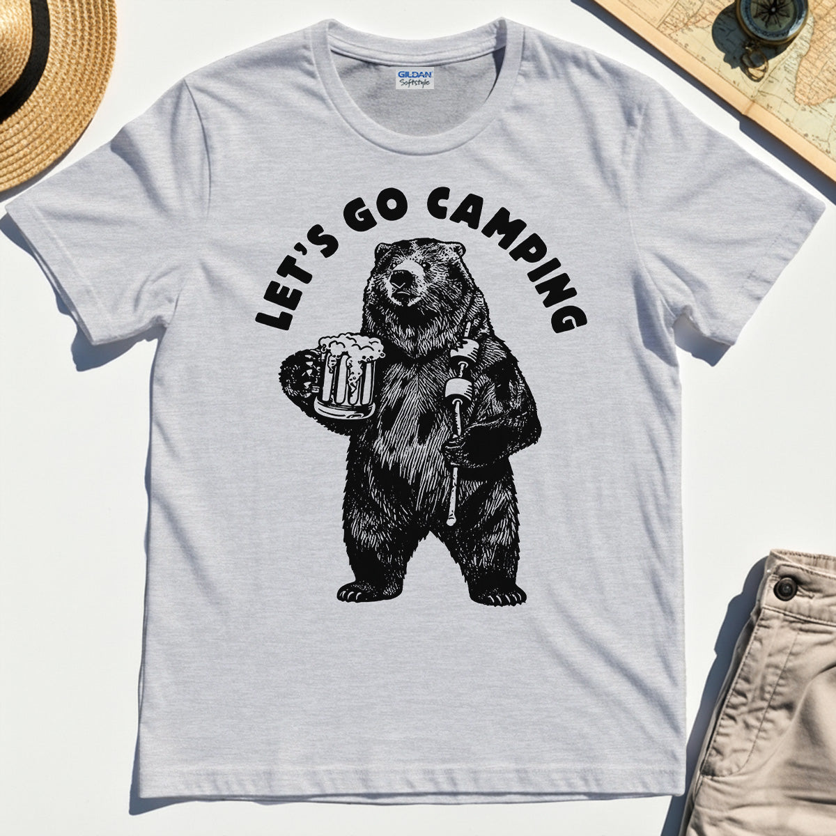 Let’s Go Camping Funny Bear Drinking Beer T-Shirt 5