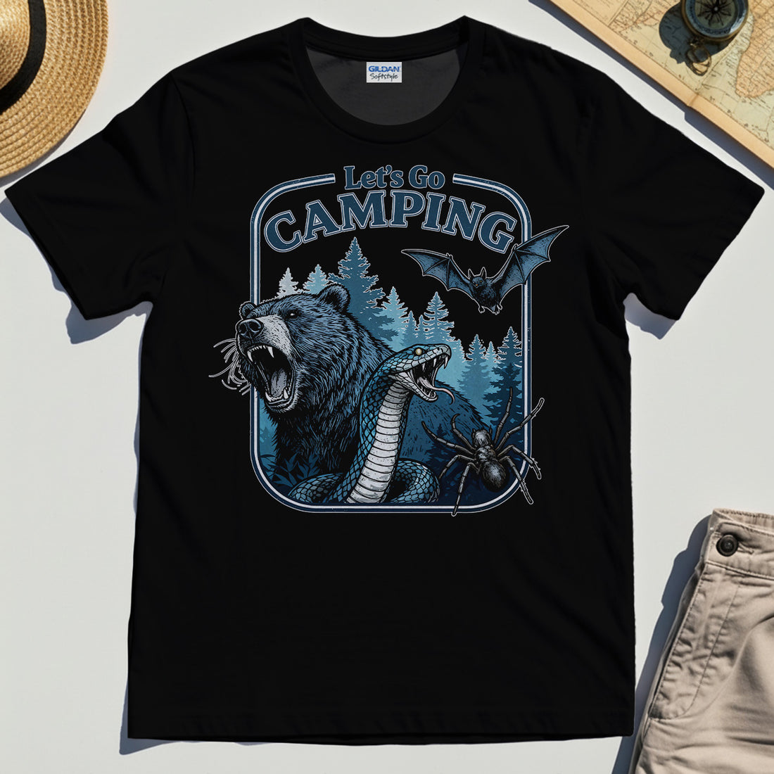 Let’s Go Camping T-Shirt, Funny Outdoor Adventure Shirt for Hikers and Campers 1