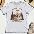 Just Roll With It T-Shirt, Retro Camper Van Adventure Shirt For Camping Lovers 8