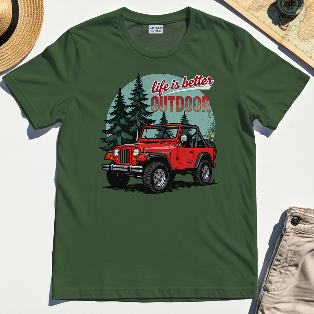 "Life Is Better Outdoor" T-Shirt, Adventure Off-Road Camping Outdoor Tee 1