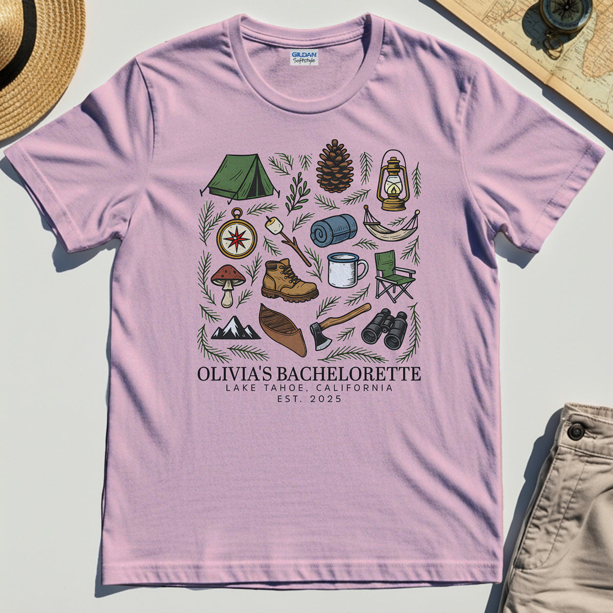 Bachelorette Camping Trip T-Shirt, Bride Tribe Camping Trip Shirt For Lake Tahoe 6