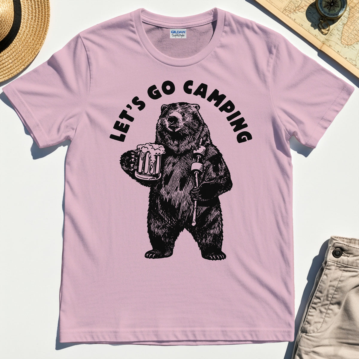 Let’s Go Camping Funny Bear Drinking Beer T-Shirt 6
