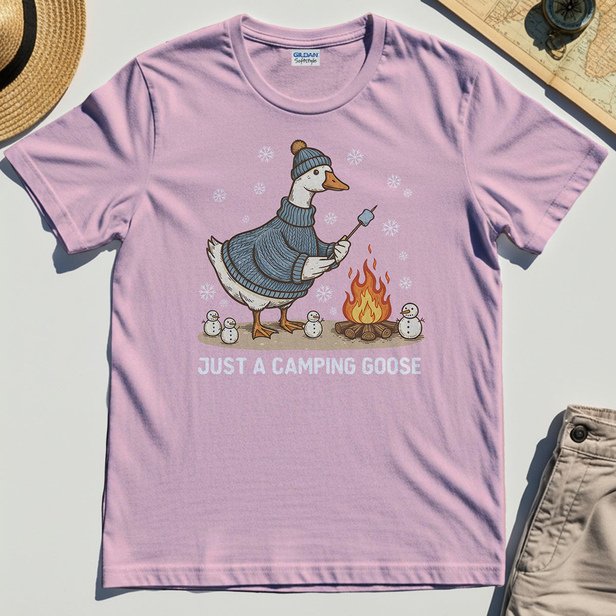 Funny Goose 'Just A Camping Goose' Outdoor Holiday Tee 1