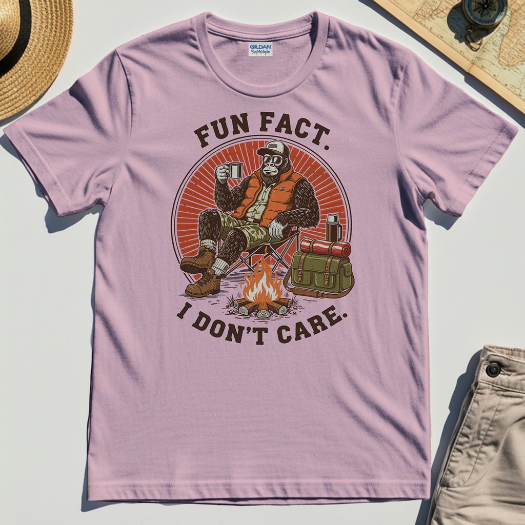 Funny Bigfoot Camping T-Shirt, "Fun Fact I Don’t Care” 5