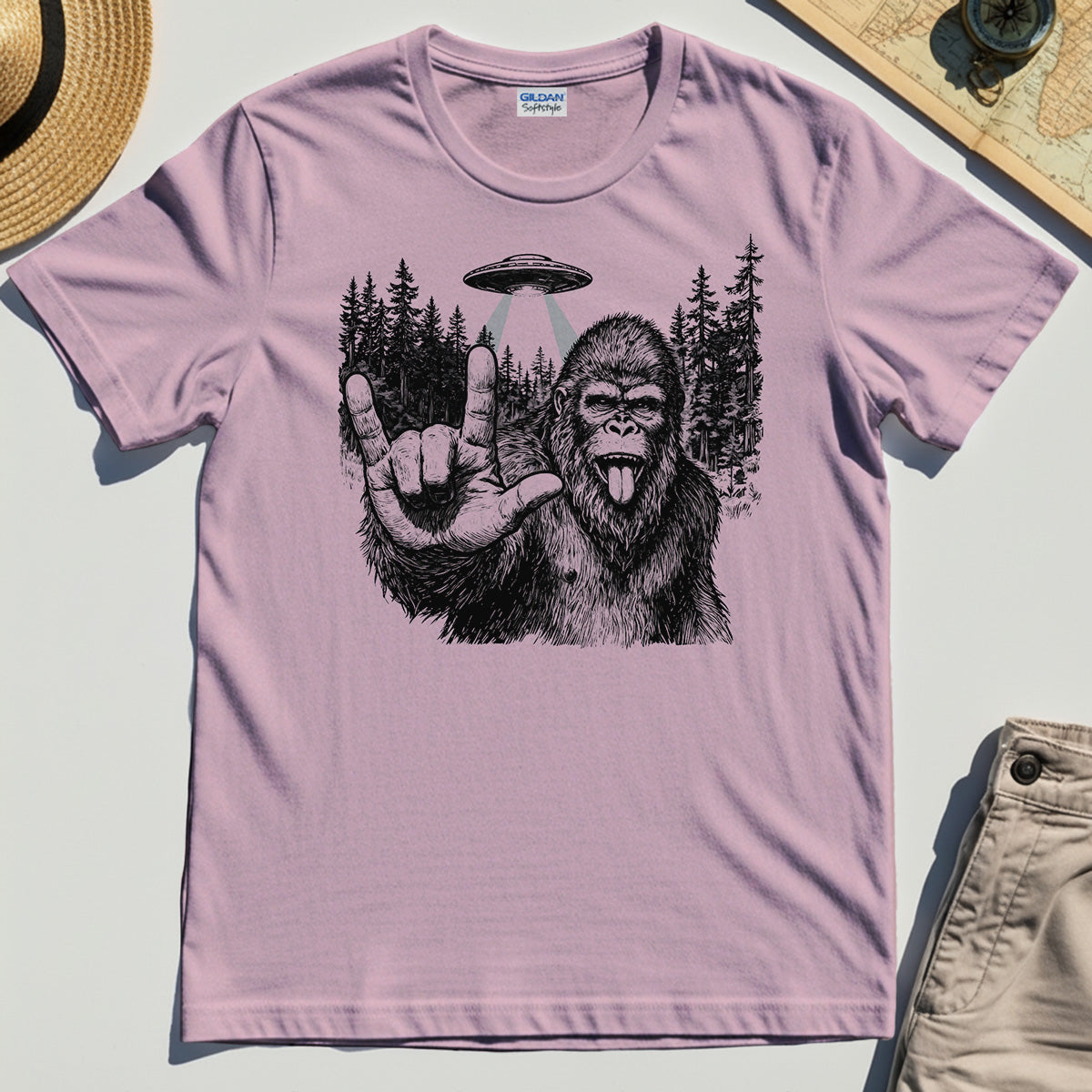 Funny Bigfoot Rock On T-Shirt 5