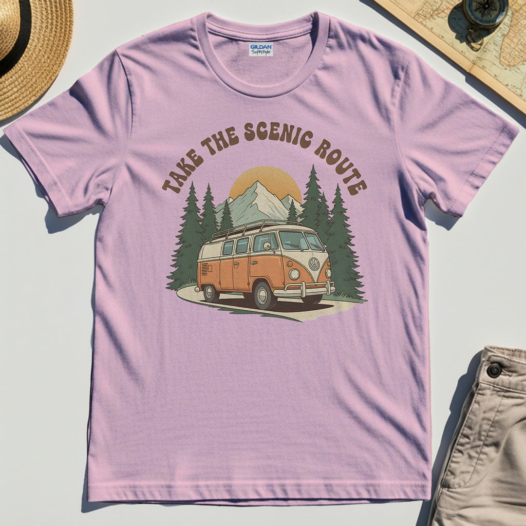 Take The Scenic Route T-Shirt, Vintage Road Trip Tee For Travelers And Adventure Lovers 5