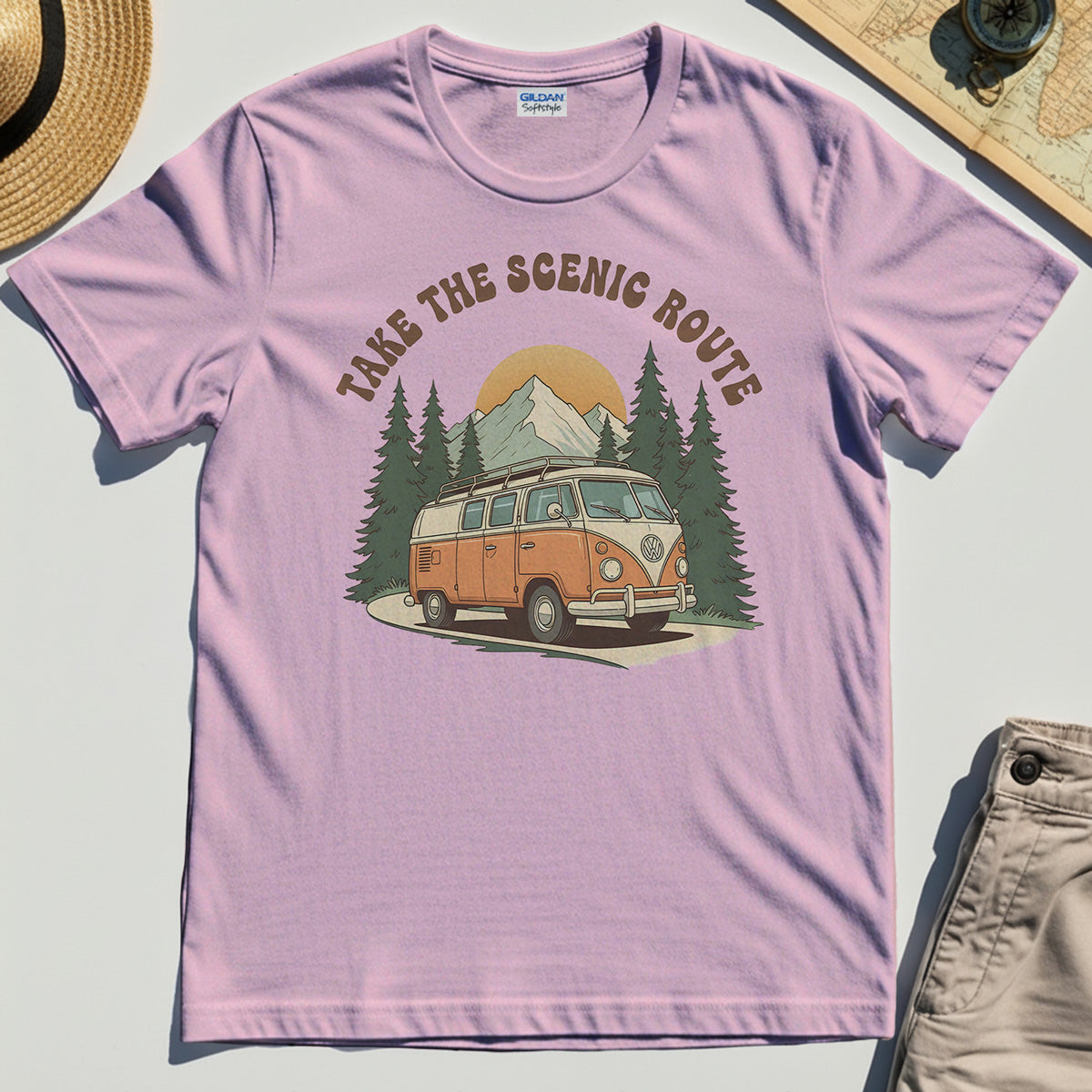 Take The Scenic Route T-Shirt, Vintage Road Trip Tee For Travelers And Adventure Lovers 5