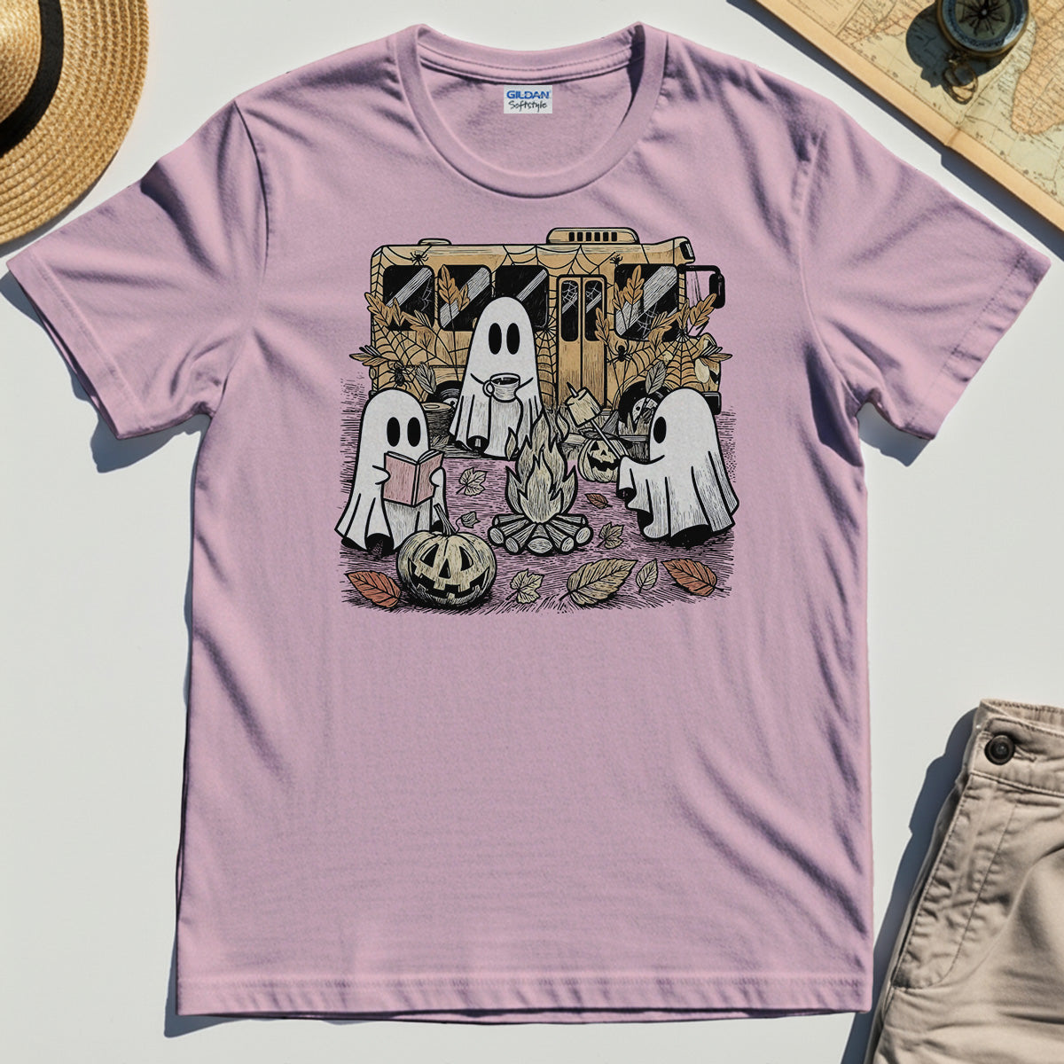 Cute Ghost Campfire Halloween Shirt 5