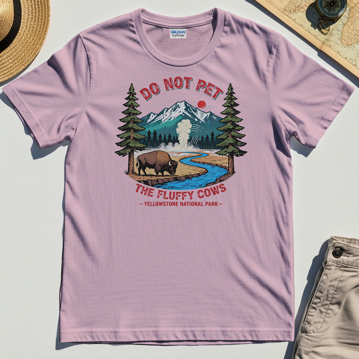 Yellowstone National Park Shirt, Do Not Pet The Fluffy Cows Funny Bison Graphic Tee 5