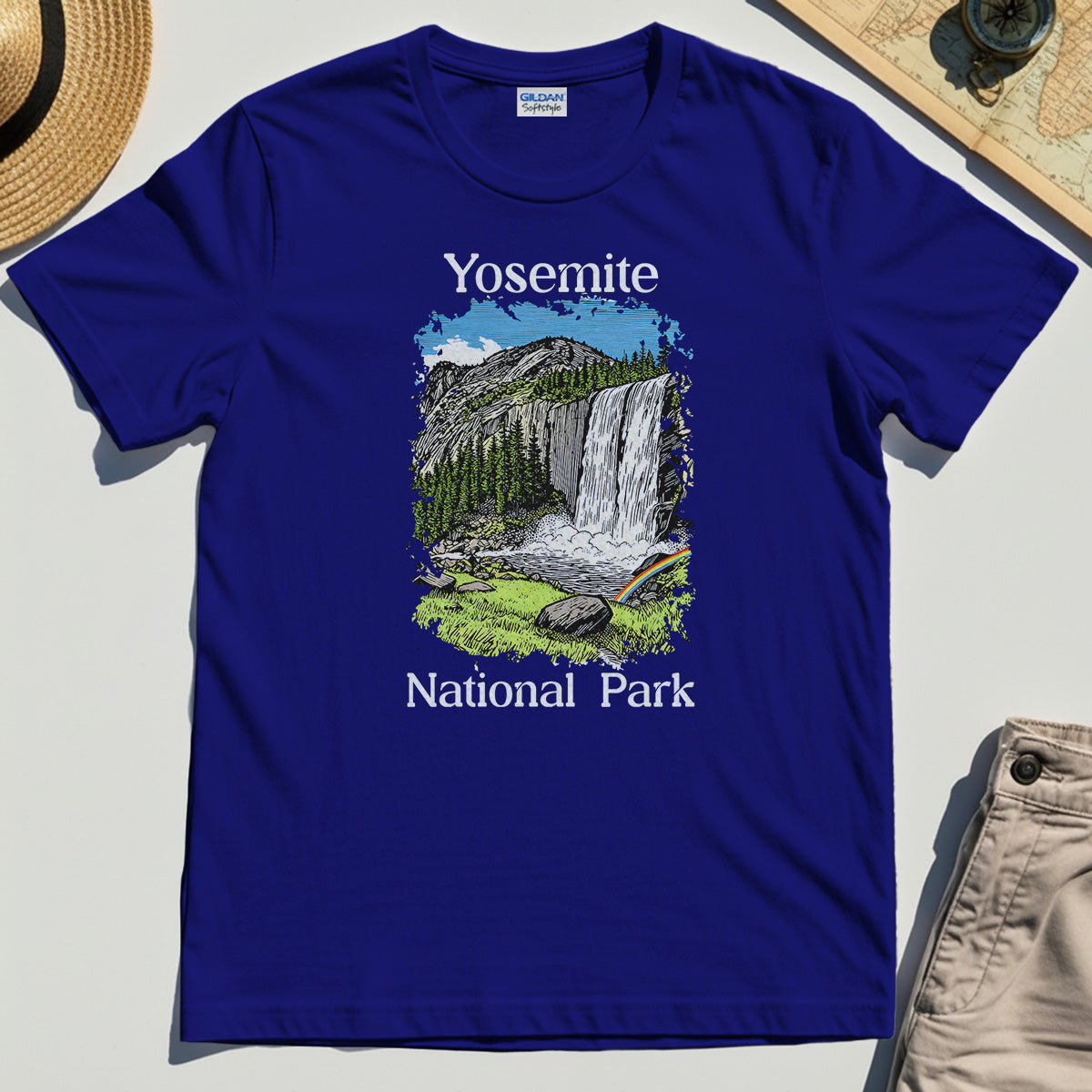 Yosemite Waterfall Vintage Tee, Scenic National Park Graphic Shirt, Hiking Gift 2