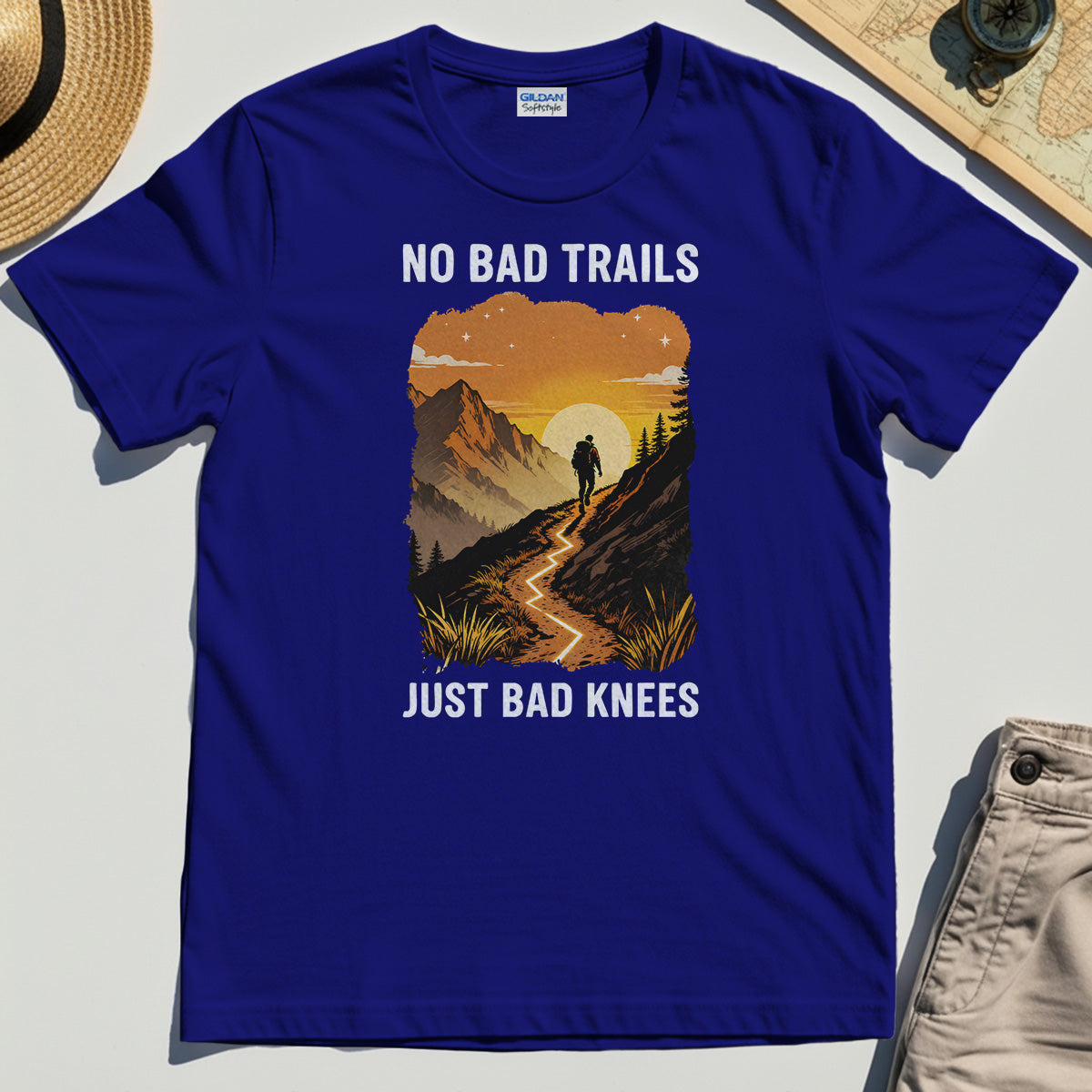 No Bad Trails Just Bad Knees T-Shirt, Funny Trail And Camping Shirt For Outdoor Lovers 6