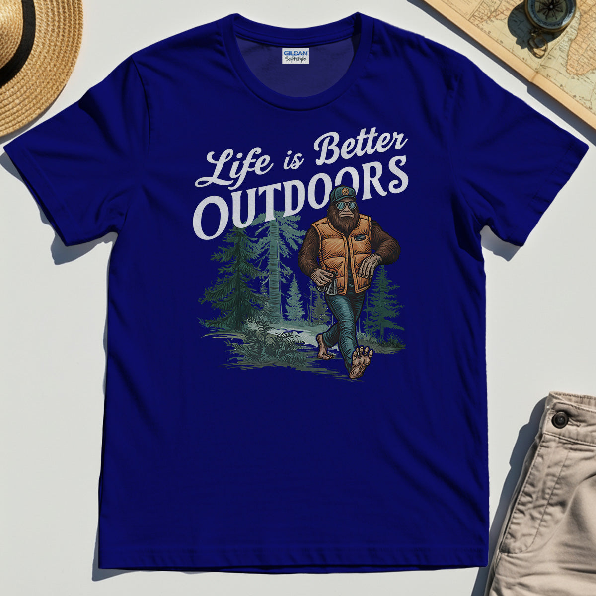 Bigfoot Life Is Better Outdoors T-Shirt, Retro Camping Graphic Tee for Outdoor Adventurers 6