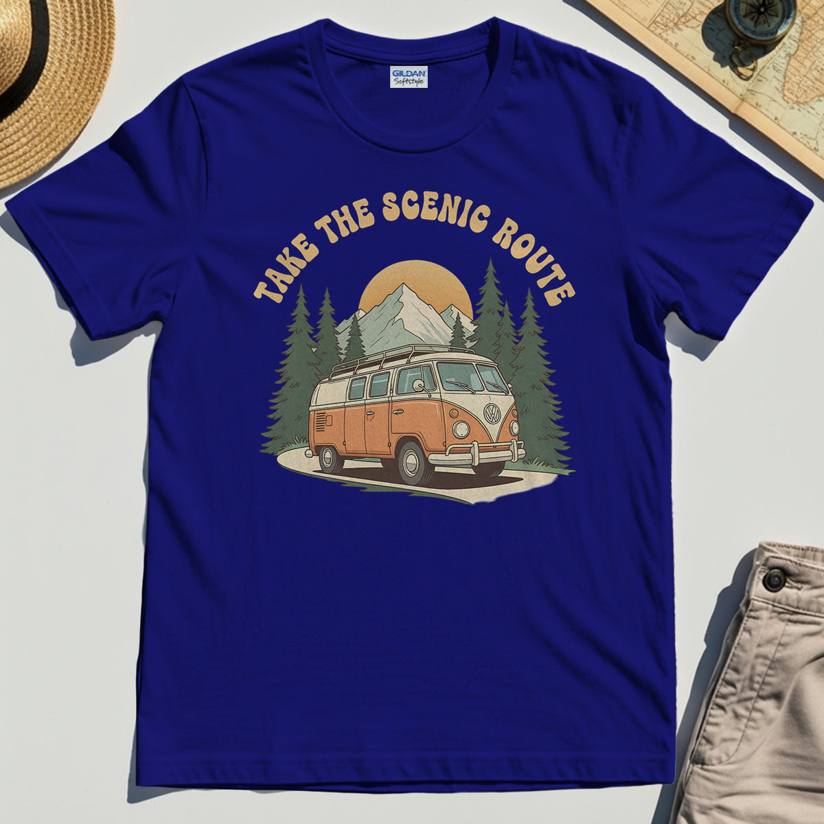 Take The Scenic Route T-Shirt, Vintage Road Trip Tee For Travelers And Adventure Lovers 6