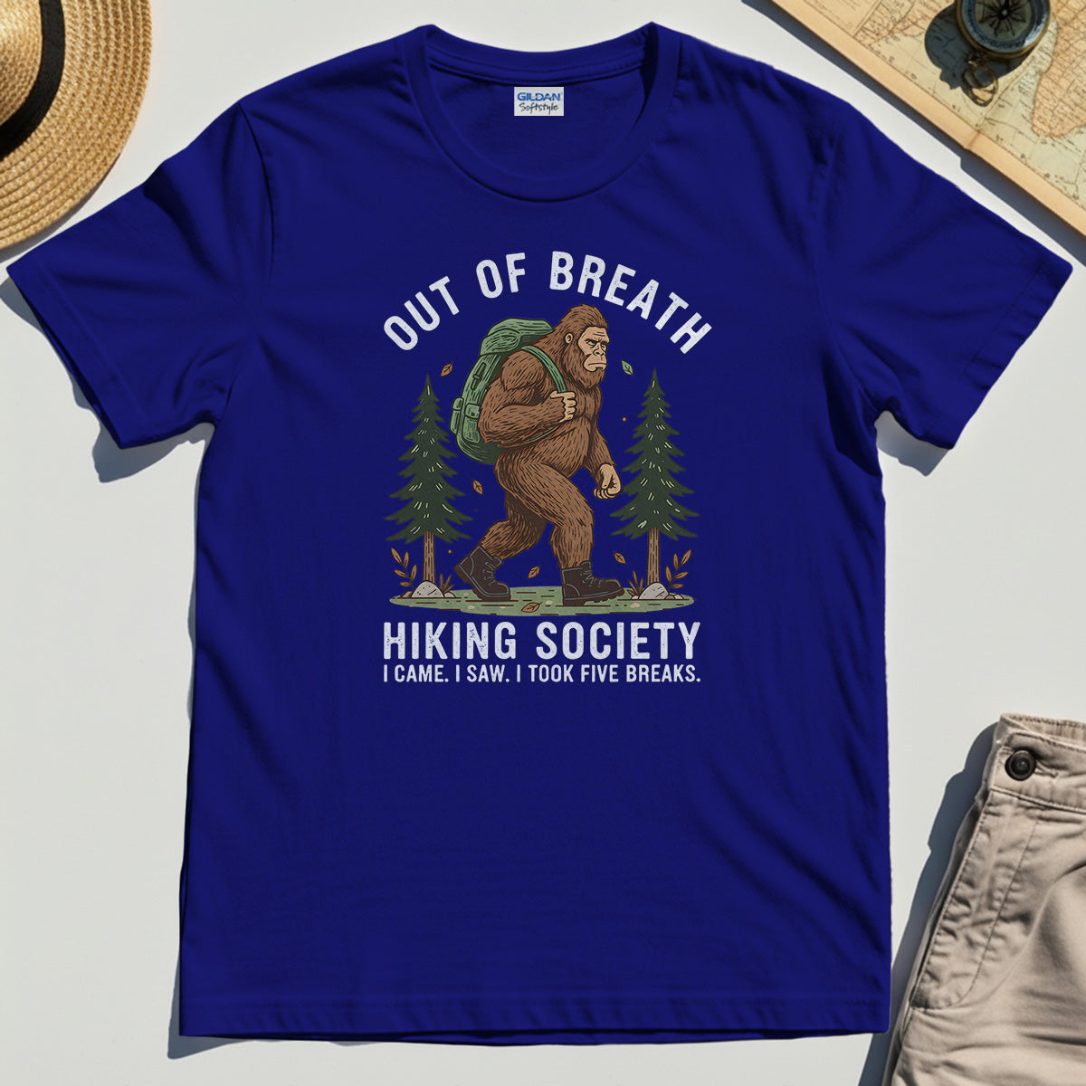 Out of Breath Hiking Society T-Shirt, Funny Sasquatch Outdoor Camping Tee 6
