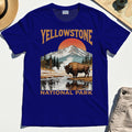 Yellowstone National Park T-Shirt, Vintage Bison Sunset Mountain Shirt For Campers 7