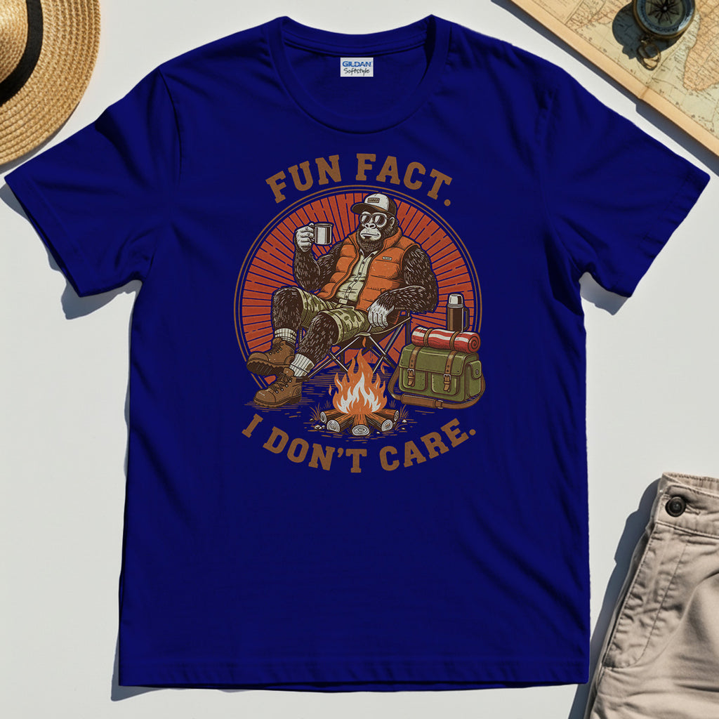 Funny Bigfoot Camping T-Shirt, "Fun Fact I Don’t Care” 6