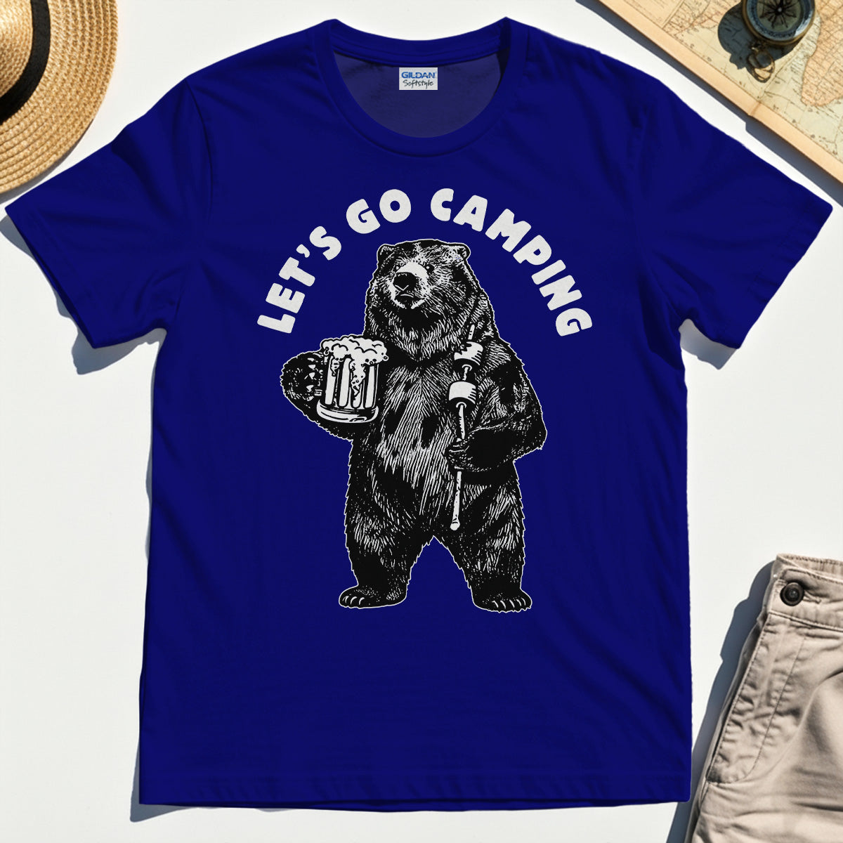 Let’s Go Camping Funny Bear Drinking Beer T-Shirt 7