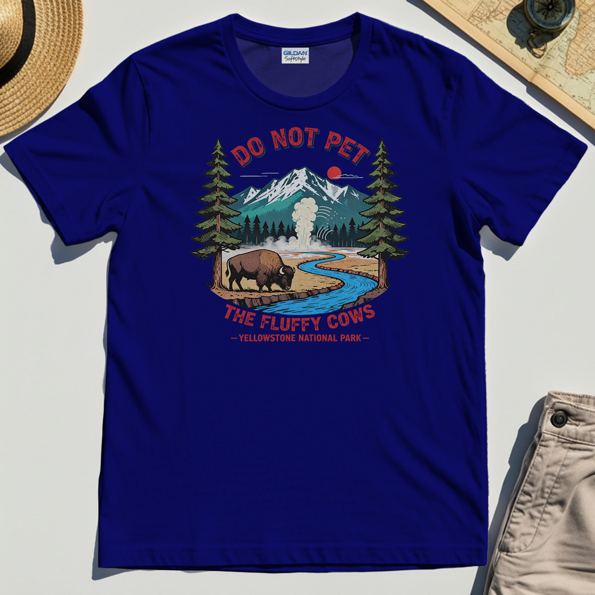Yellowstone National Park Shirt, Do Not Pet The Fluffy Cows Funny Bison Graphic Tee 6
