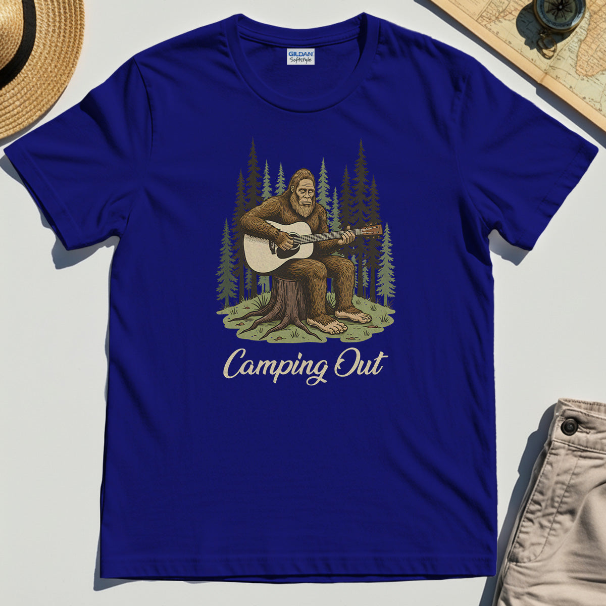 "Camping Out" Funny Bigfoot Camping T-Shirt 6